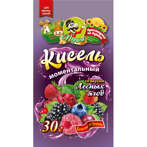 Кисель со вкусом ЛЕСНОЙ ЯГОДЫ  б/п 30гр/50шт (Перцов)